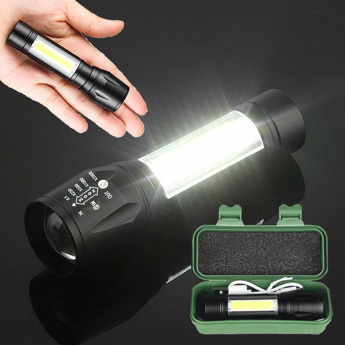 Emergency Handheld Flashlight - USB Rechargeable 3 Modes 1000lm