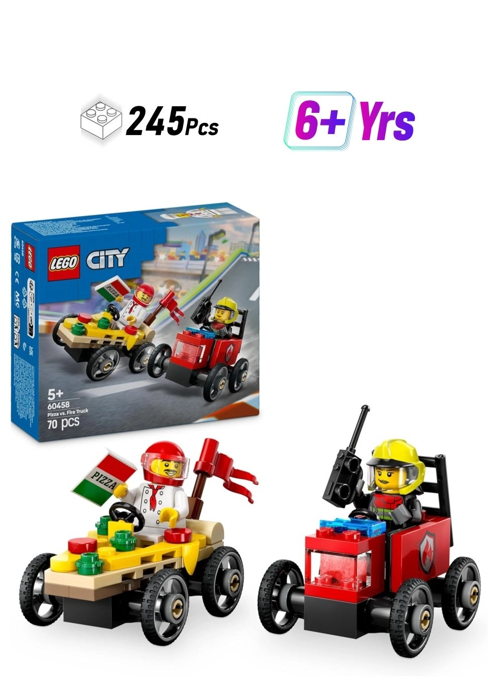 City Pizza vs. Fire Truck Race Car Pack (60458) - Vehicle