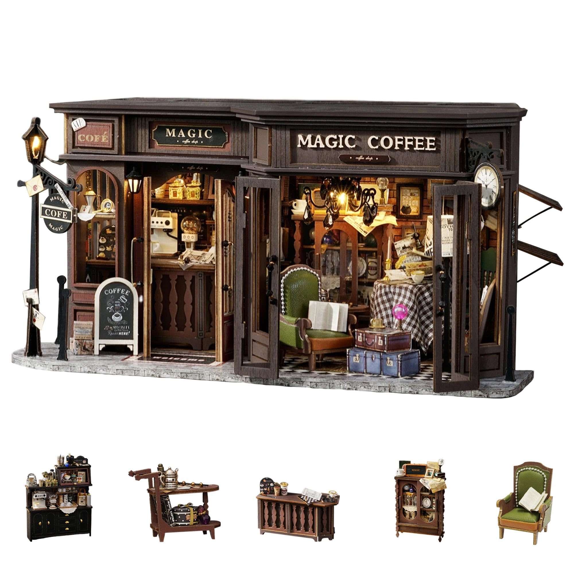 Kisoy DIY Miniature House Kit - Vintage Coffee Shop