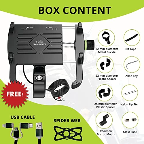 Motorcycle Phone Holder - Fast USB 3.0 Charger 360° Phone Protection Aluminium Clamp