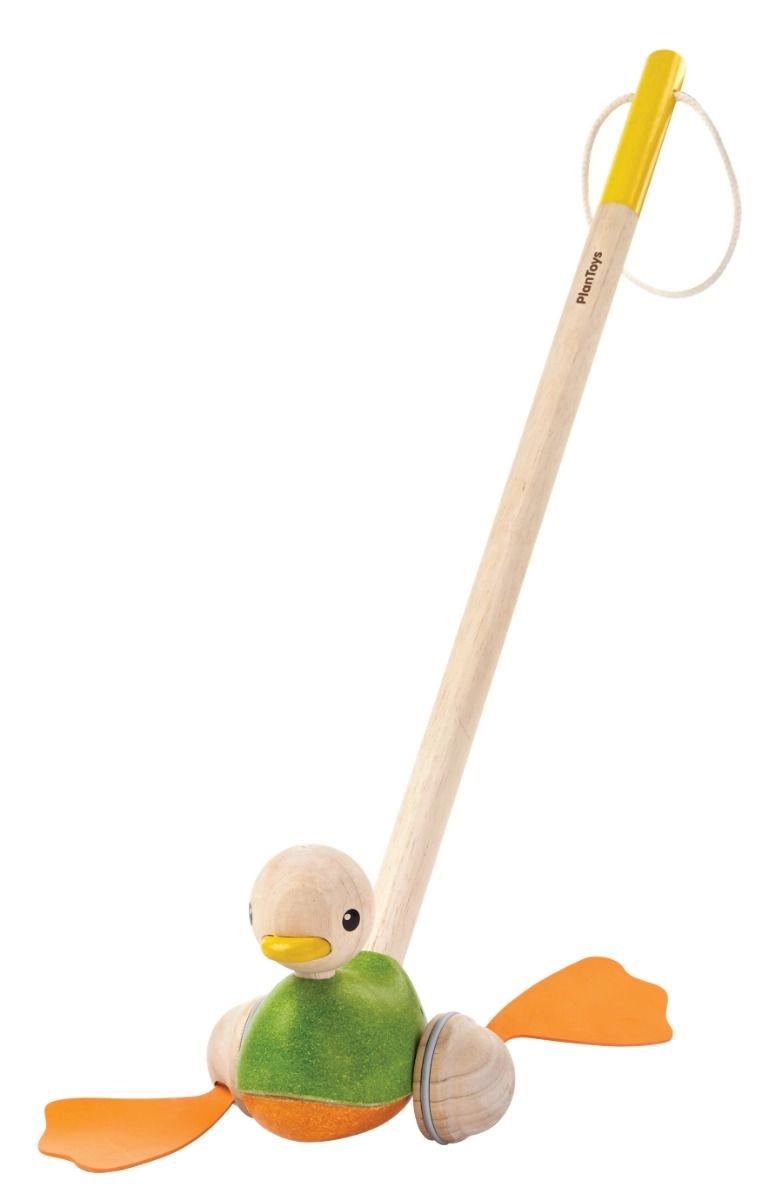 PlanToys Push Along Duck - 3 + Multi Colour