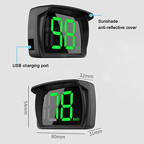 Car HUD Headup Display - KM/H MPH GPS + Car Charge Adapter
