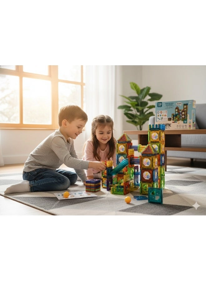 Magnetic Building Tiles Track Set - 158 pcs