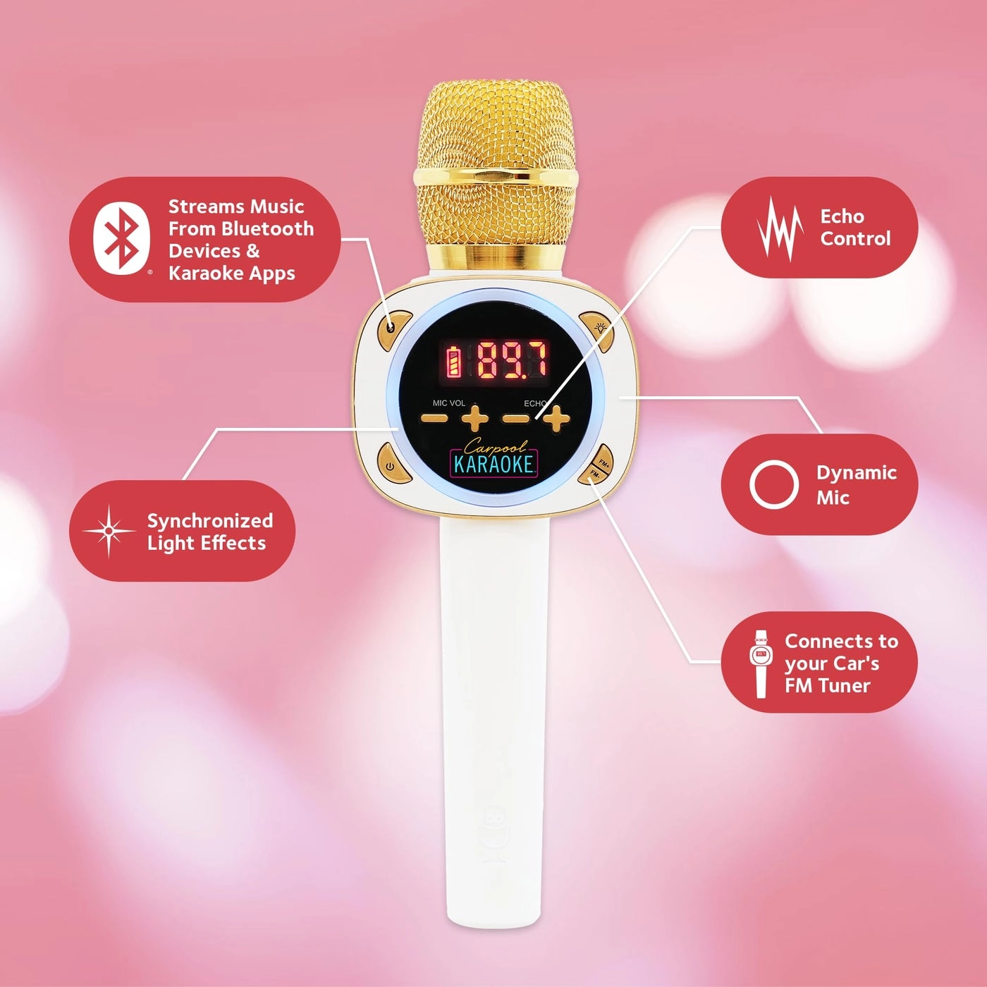 Carpool Karaoke The Mic 1.0 - Wireless Bluetooth Mic Volume Echo Controls