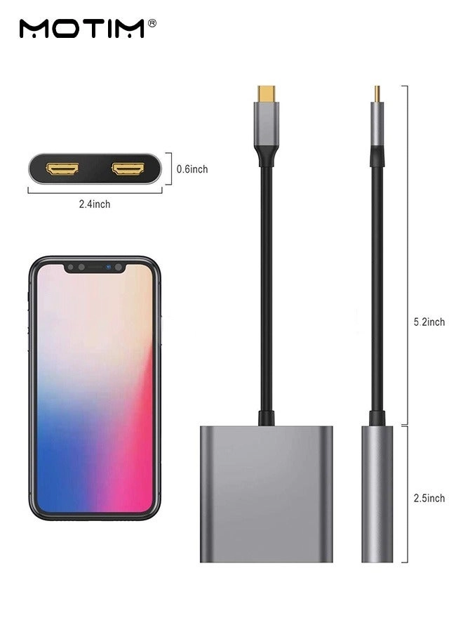 USB C to Dual HDMI Adapter - 4K@30Hz 4 in 1 USB3.0