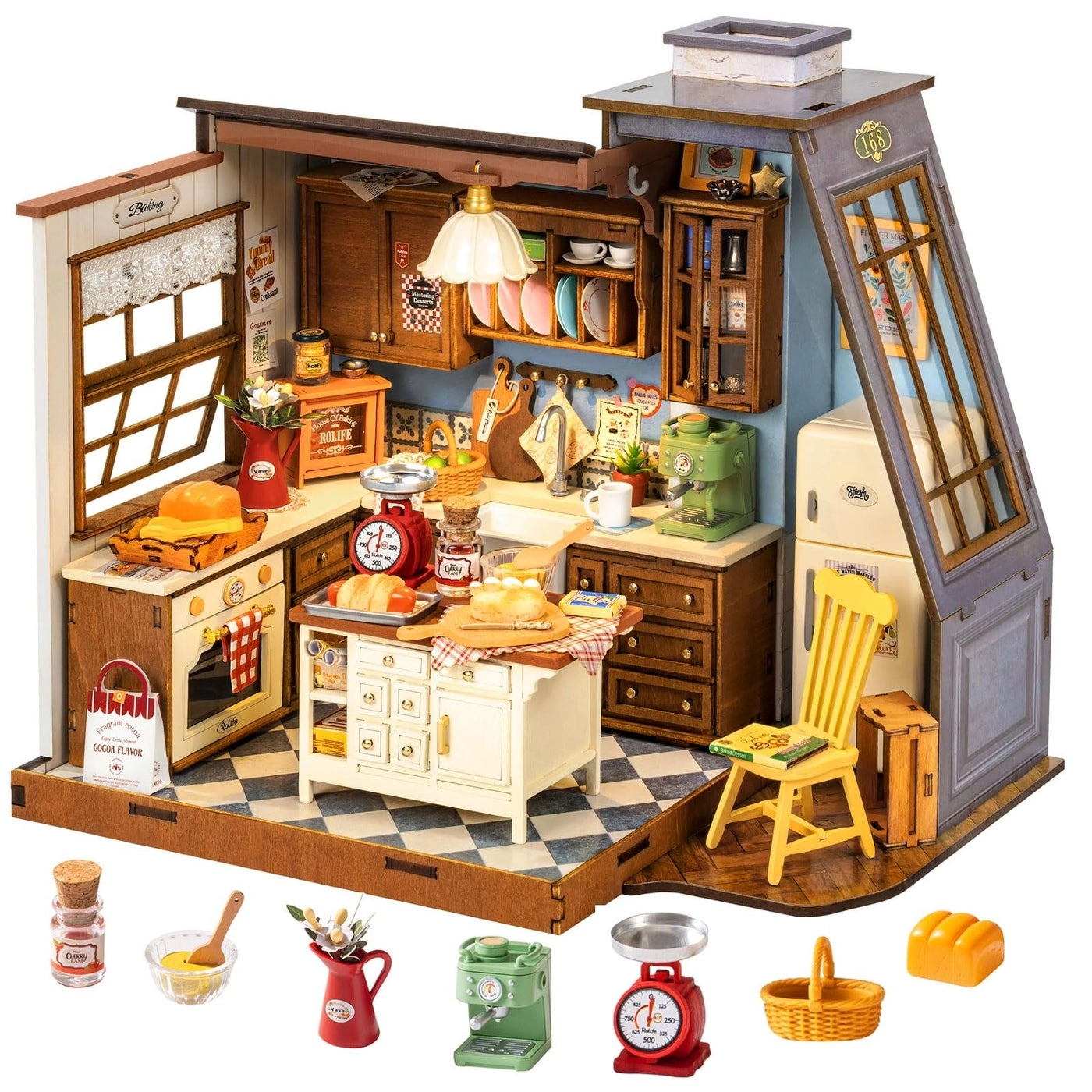 Dollhouse Kitchen Bakery Kit - cream Wood