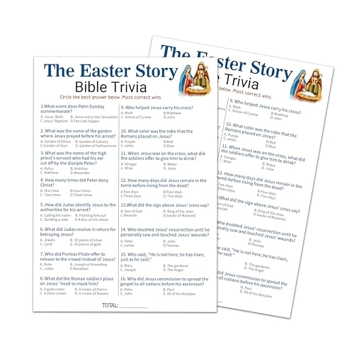 Easter Game Cards - 16 years and up 20 game cards & 1 answer card
