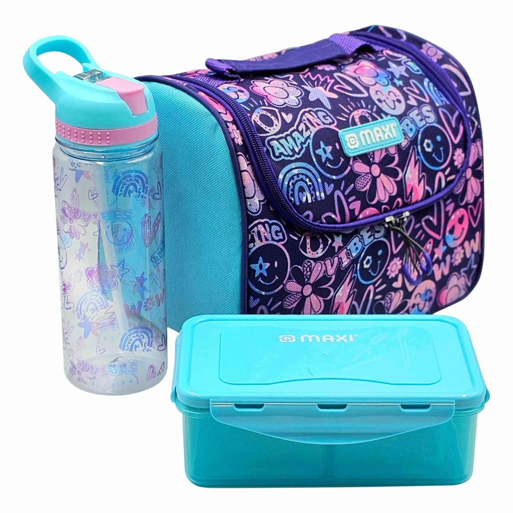 Insulated Lunch Bag + Lunch Box + Water Bottle