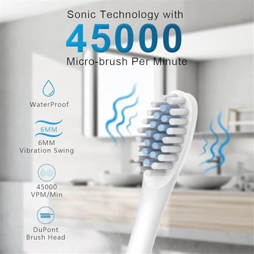 Sonic Electric Toothbrush - 6 Cleaning Modes IPX7 8 Brush Heads