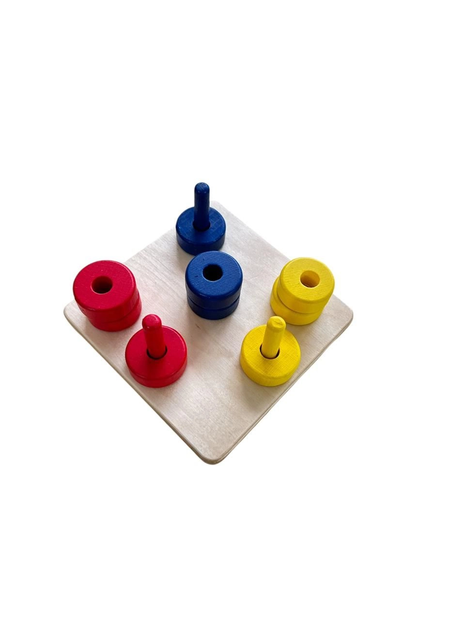 Coloured Discs On Coloured Dowels - Suitable for 12 months and above 10 pieces