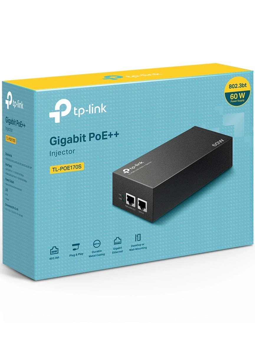 Gigabit PoE Injector - 60W 802.3at/af Gigabit