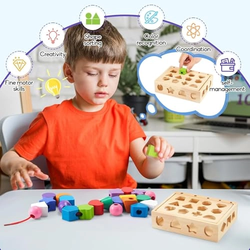 Wooden Beads Sequencing Toy Set - 2 - 12 months 21 piece(s)