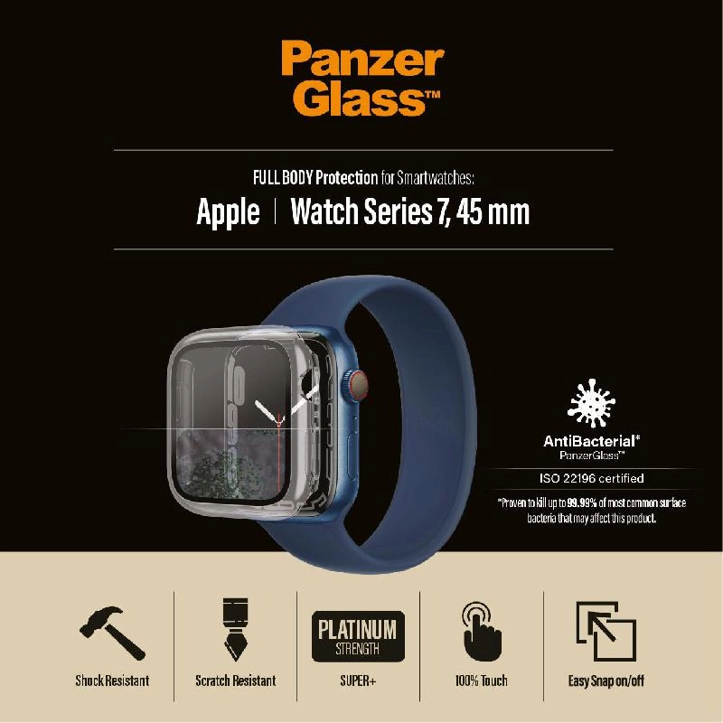 PanzerGlass Full Body Case for Apple Watch Series 9 45mm - D3O Material Clear