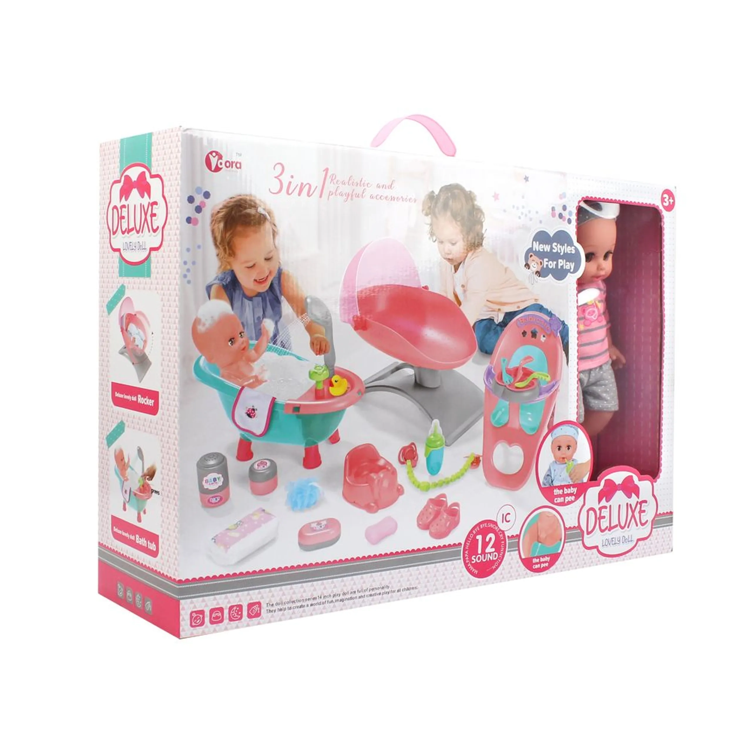 Baby Doll Playset - 3-In-1 14" Interactive Chip Ages 3+