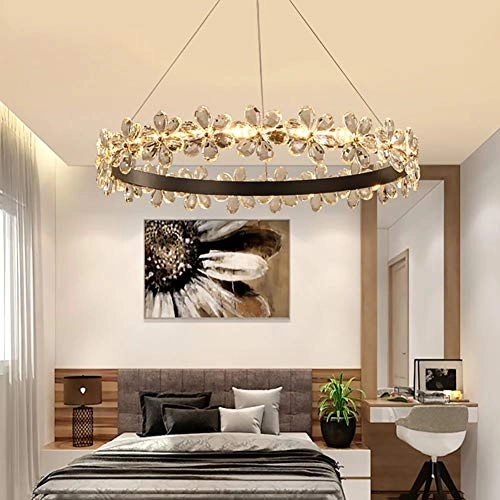 Nordic Crystal Flowers Chandelier - Black warm light