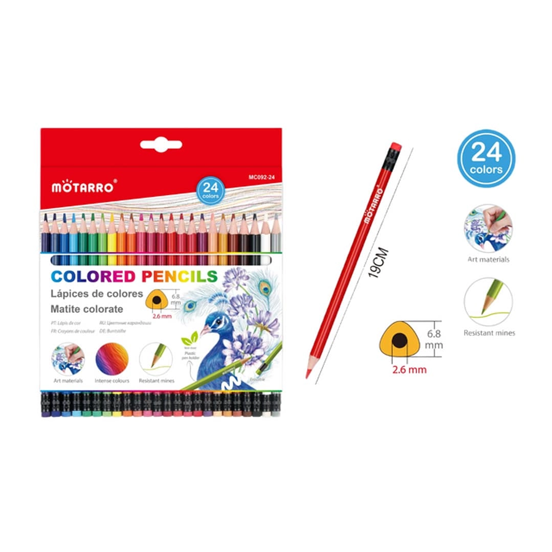 AL ARQAM LLC Triangle Shape Colored Pencils - 24-Pieces