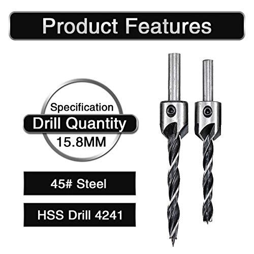 Countersink Drill Bit Set - High Speed Steel (HSS) 7 pieces 3 mm, 4 mm, 5 mm, 6 mm, 7 mm, 8 mm, 10 mm