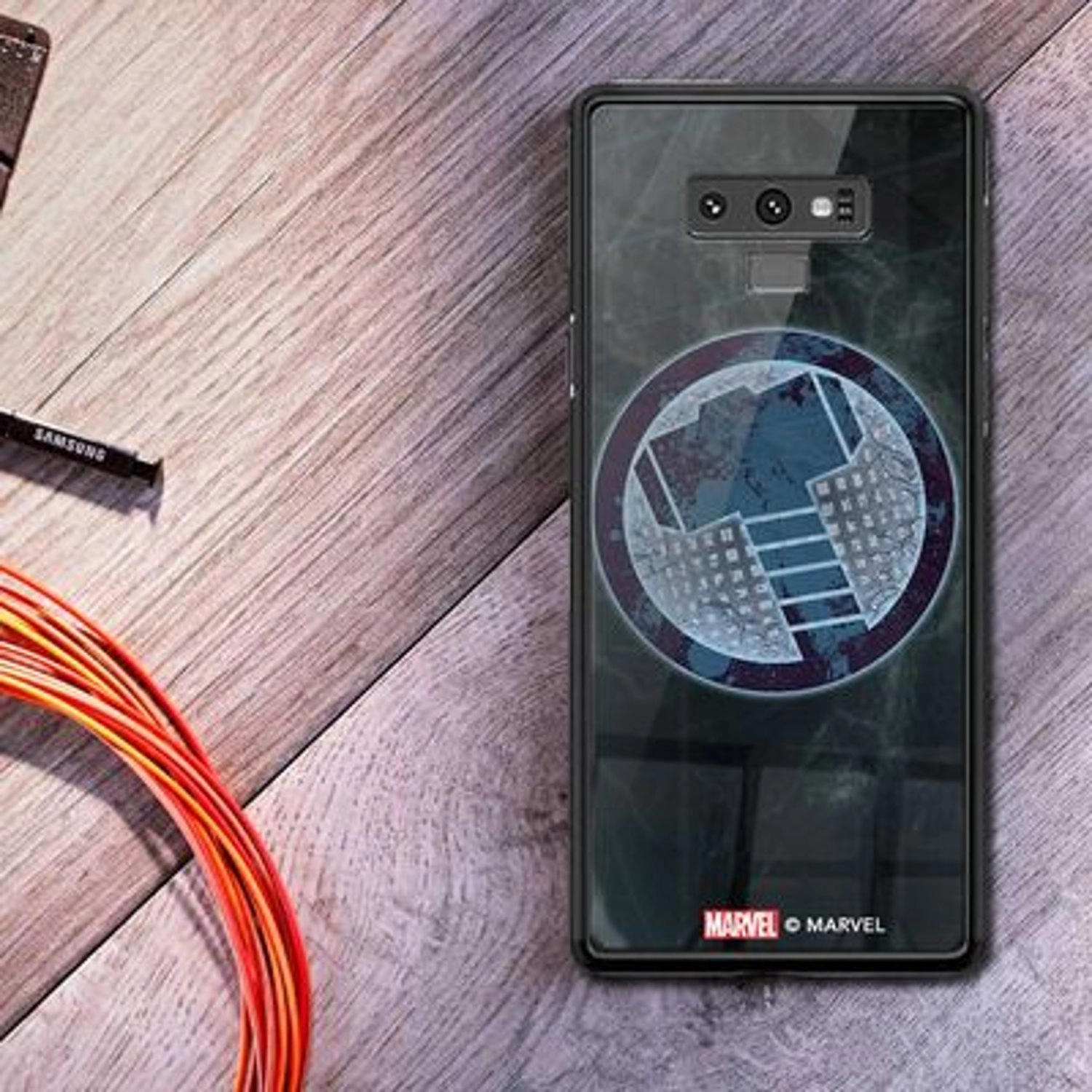 Mjolnir Samsung Note 9 Cover - TPU Bumper Case + Tempered Glass Back Back Case