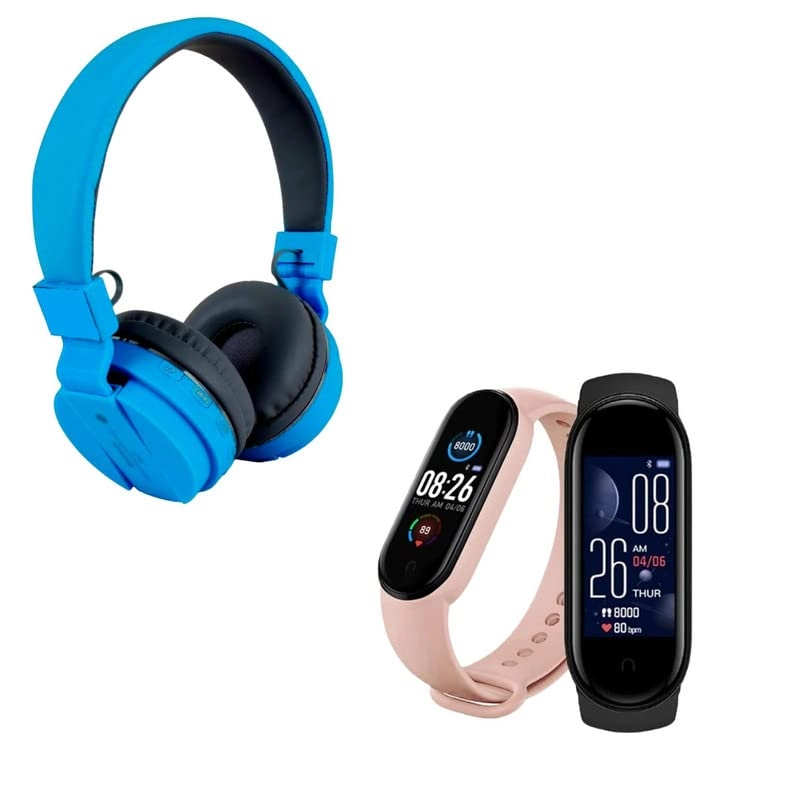 On-Ear Bluetooth Wireless Headphone + M9 Smart Watch Activity Tracker Band