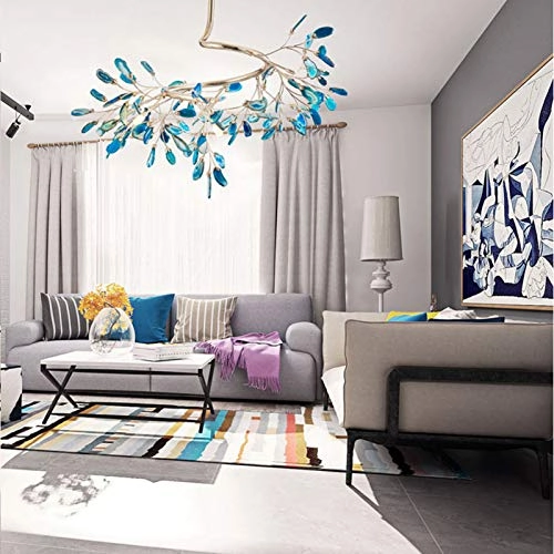 G4 Simple Creative Firefly Chandelier - 8 Gold and blue agate