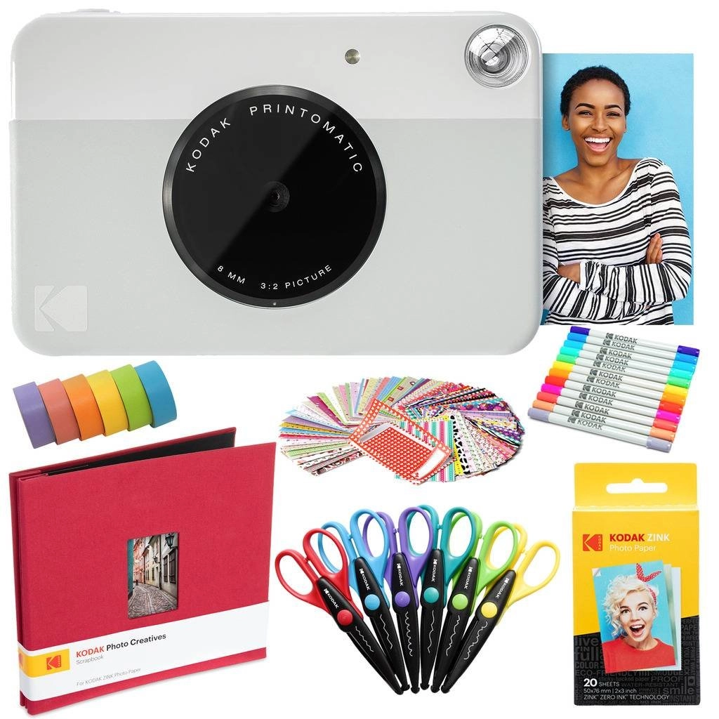 Printomatic - Blue + Zink Paper - 20 Sheets + Case + Sticker Sets - 7 + Markers + Photo Album