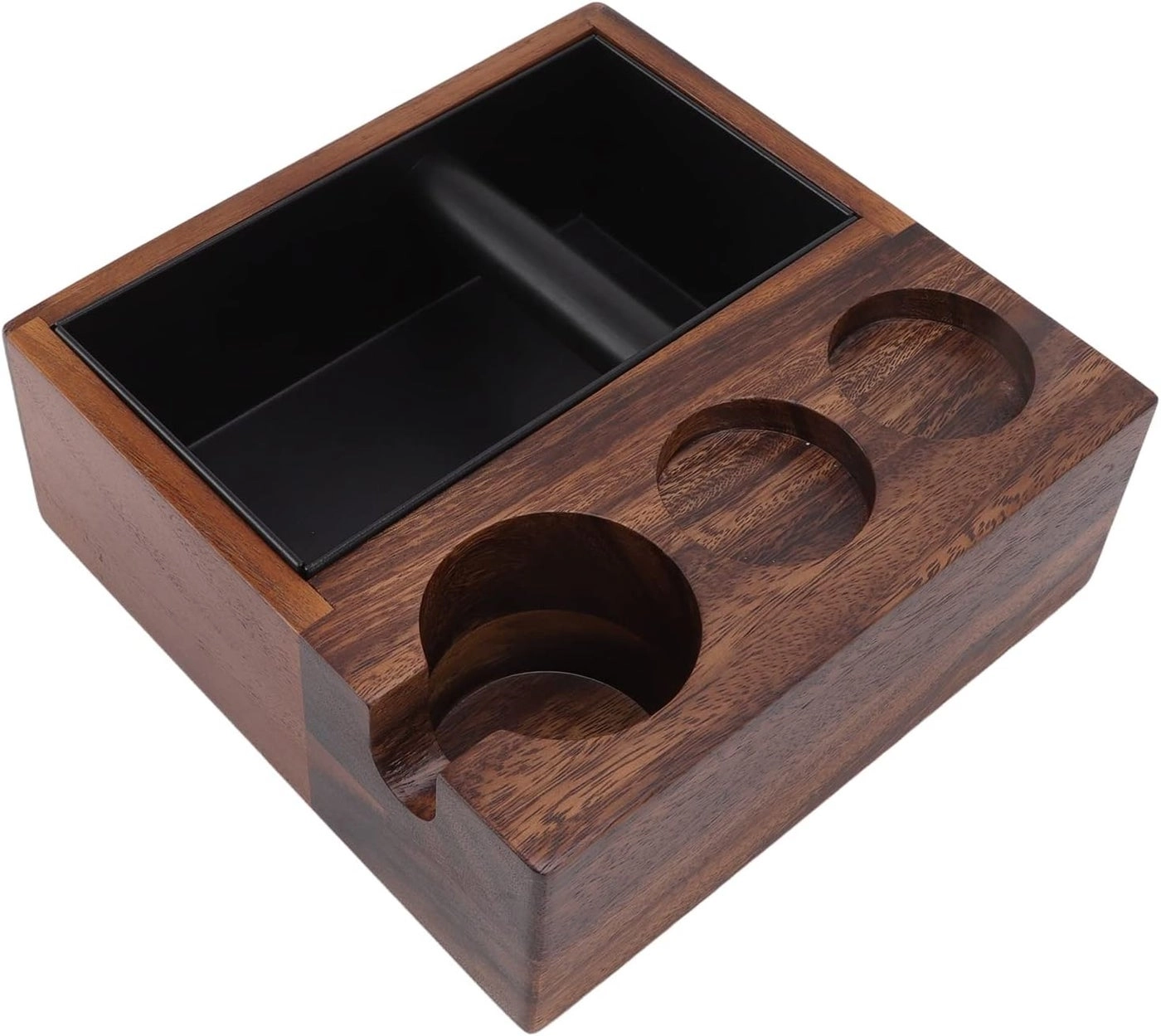woobles Coffee Filter Tamper Holder - 4 in 1 Espresso Knock Box Wooden Base