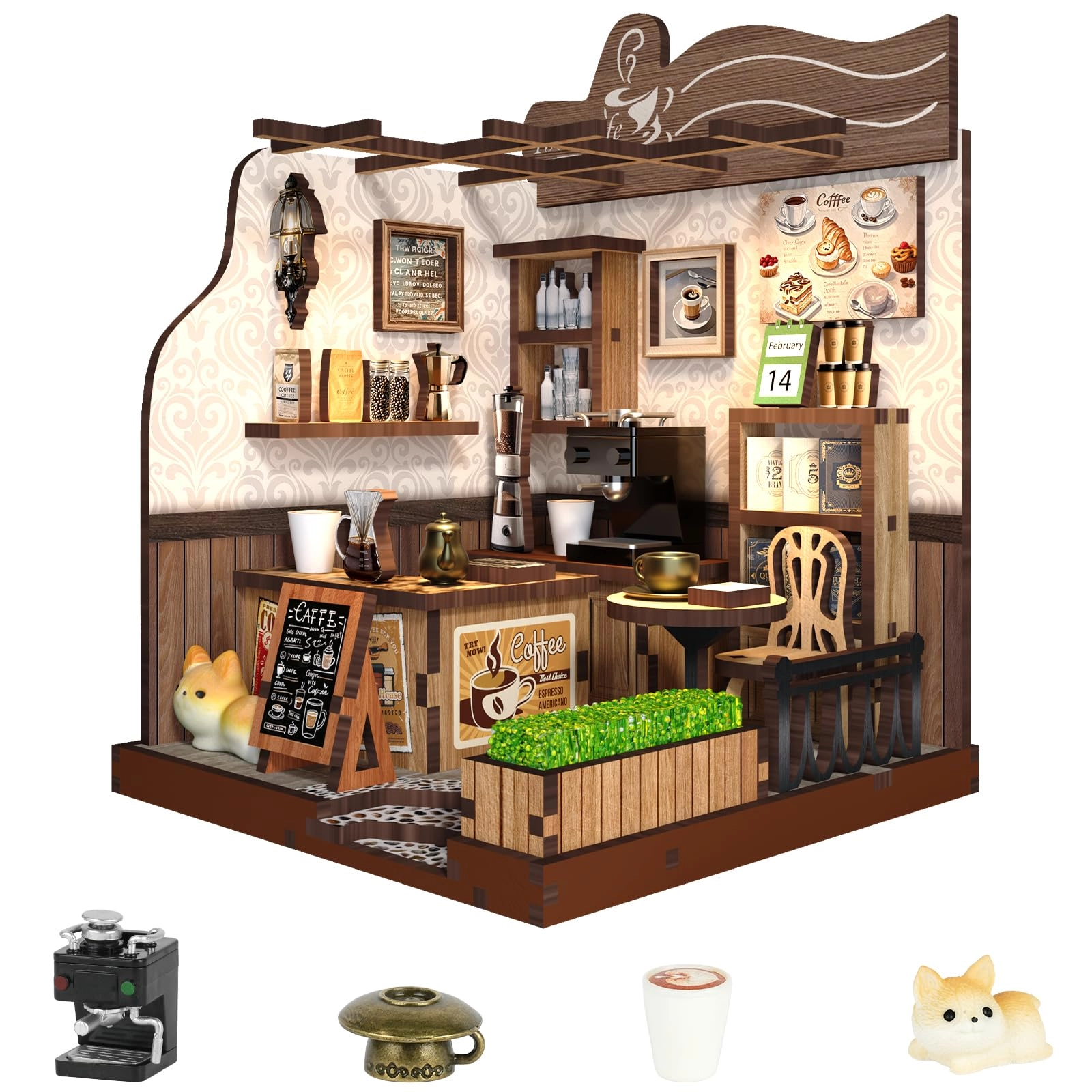 Aolso DIY Miniature Dollhouse Kit - Countryside Cafe