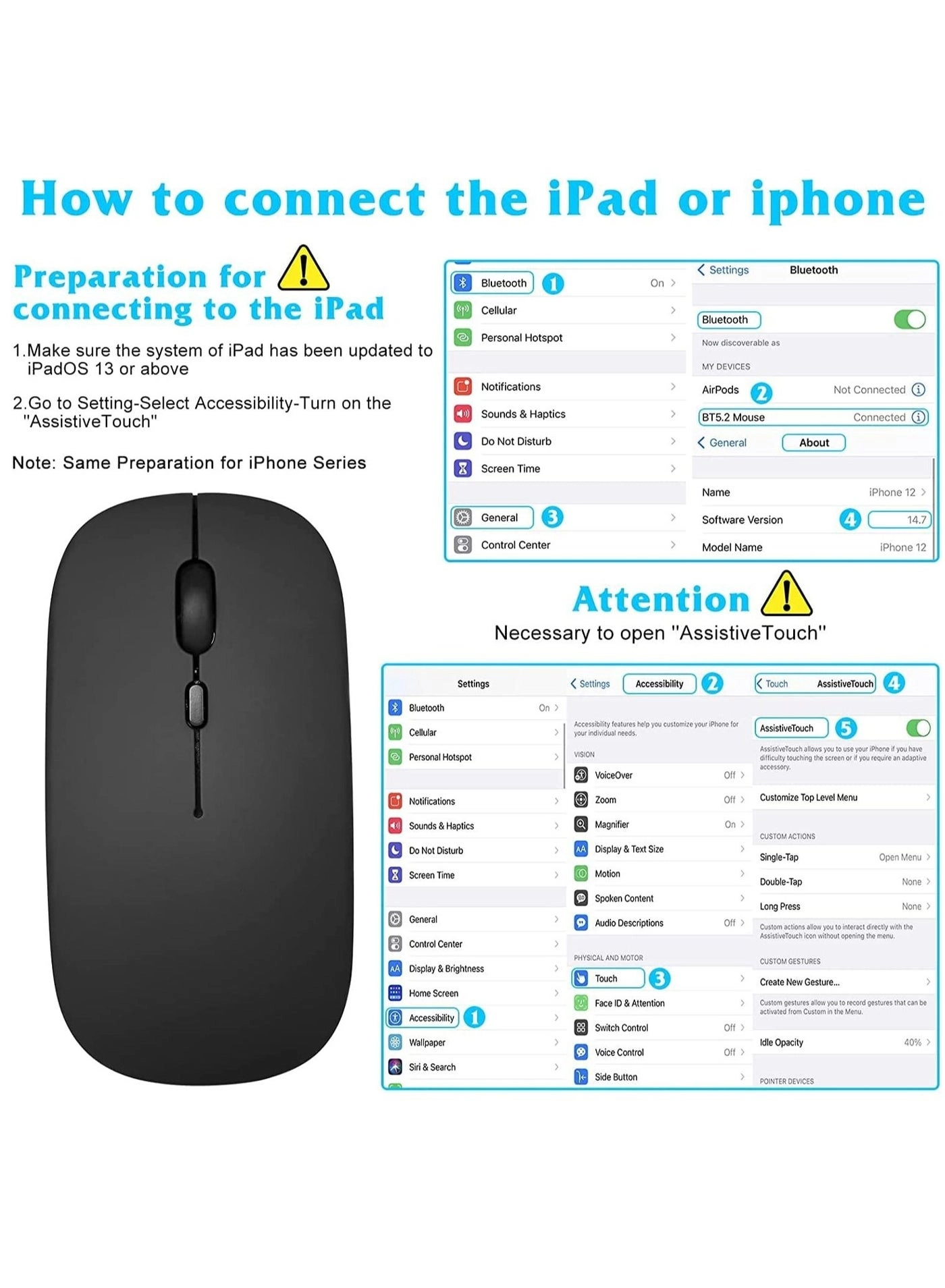 Slim Wireless Mouse - 2.4G Bluetooth 5.1