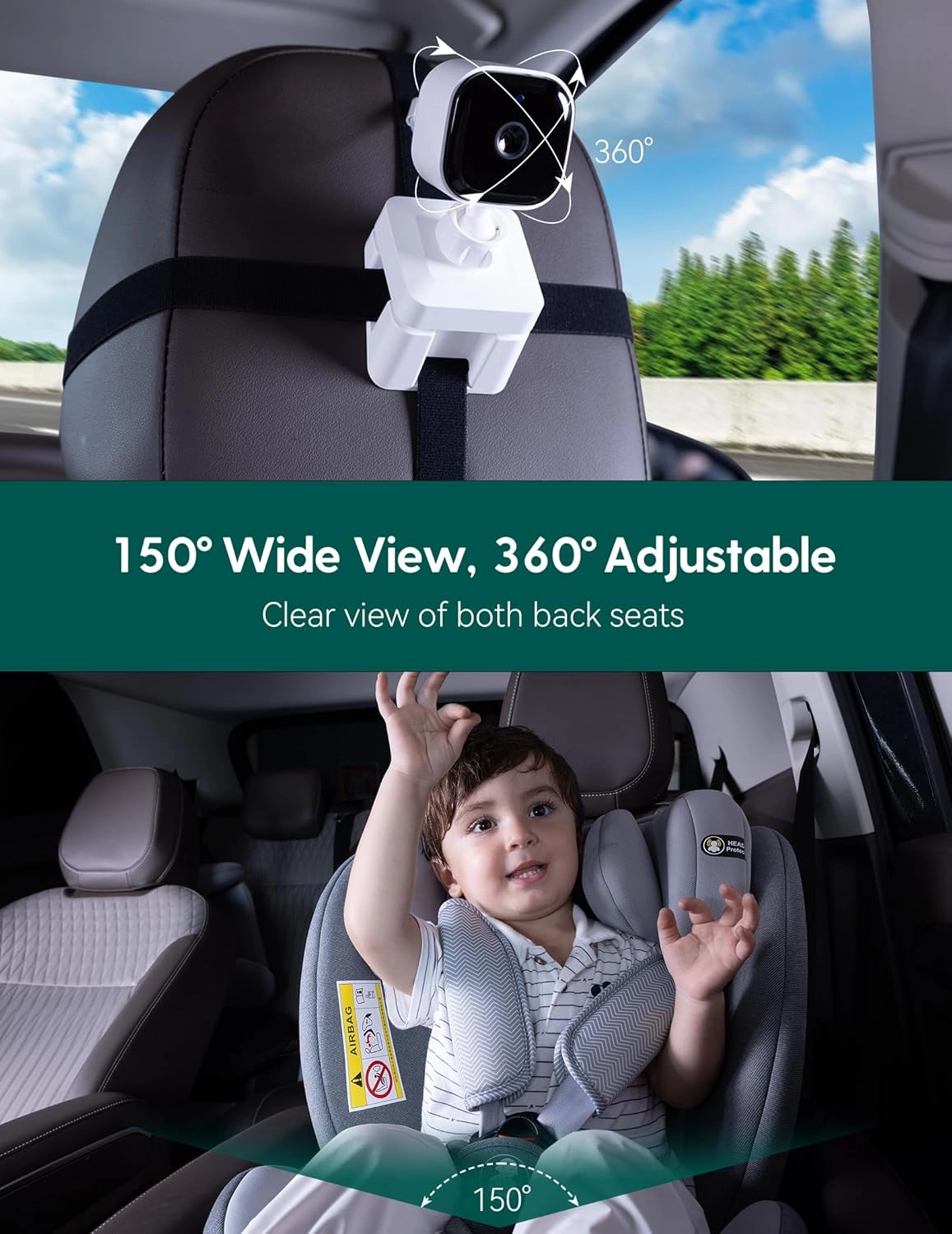 Wireless Baby Car Camera - 8 H Battery 2in1 Night Vision