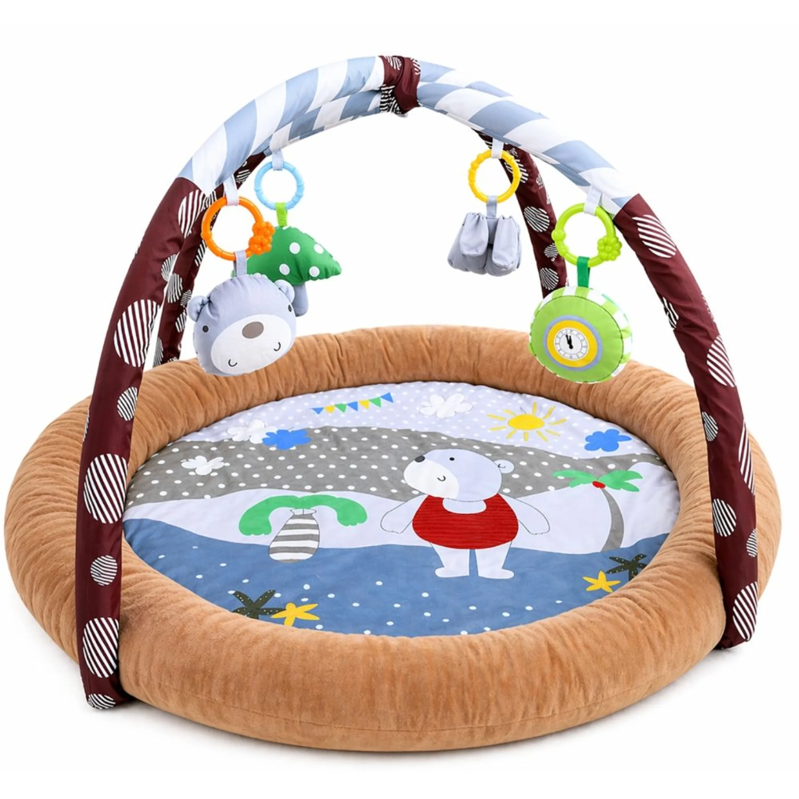 Baby Round Comfy Play Mat & Activity Gym - Suitable for 0 months & above
