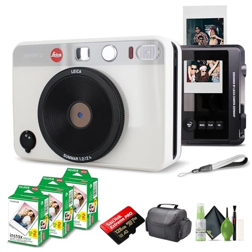 Sofort 2 - White + Travel Bag + Cleaning kit + Fujifilm Instax Mini Instant Film - 20 Exposures + microSDXC Extreme Pro - 128GB