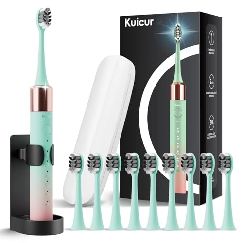 Portable Electric Soft Toothbrush - 90-Day battery life 10 Brush Heads 15 Modes