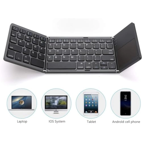 Foldable Bluetooth Wireless Keyboard - Trackpad Rechargeable