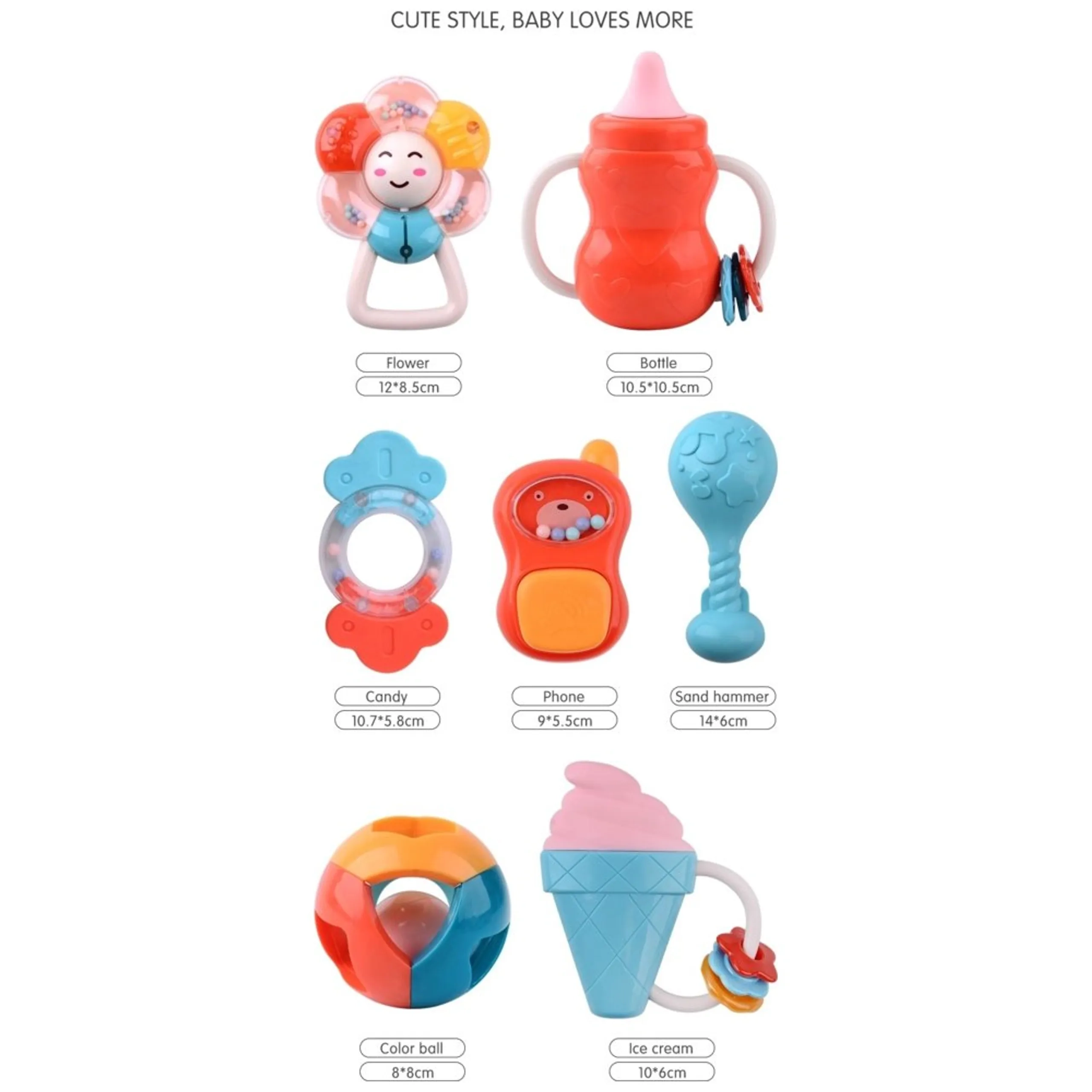 Baby Rattles And Teether Toy Set - Suitable for 0 month & above BPA-free, non-toxic, and baby-safe materials 8Pcs