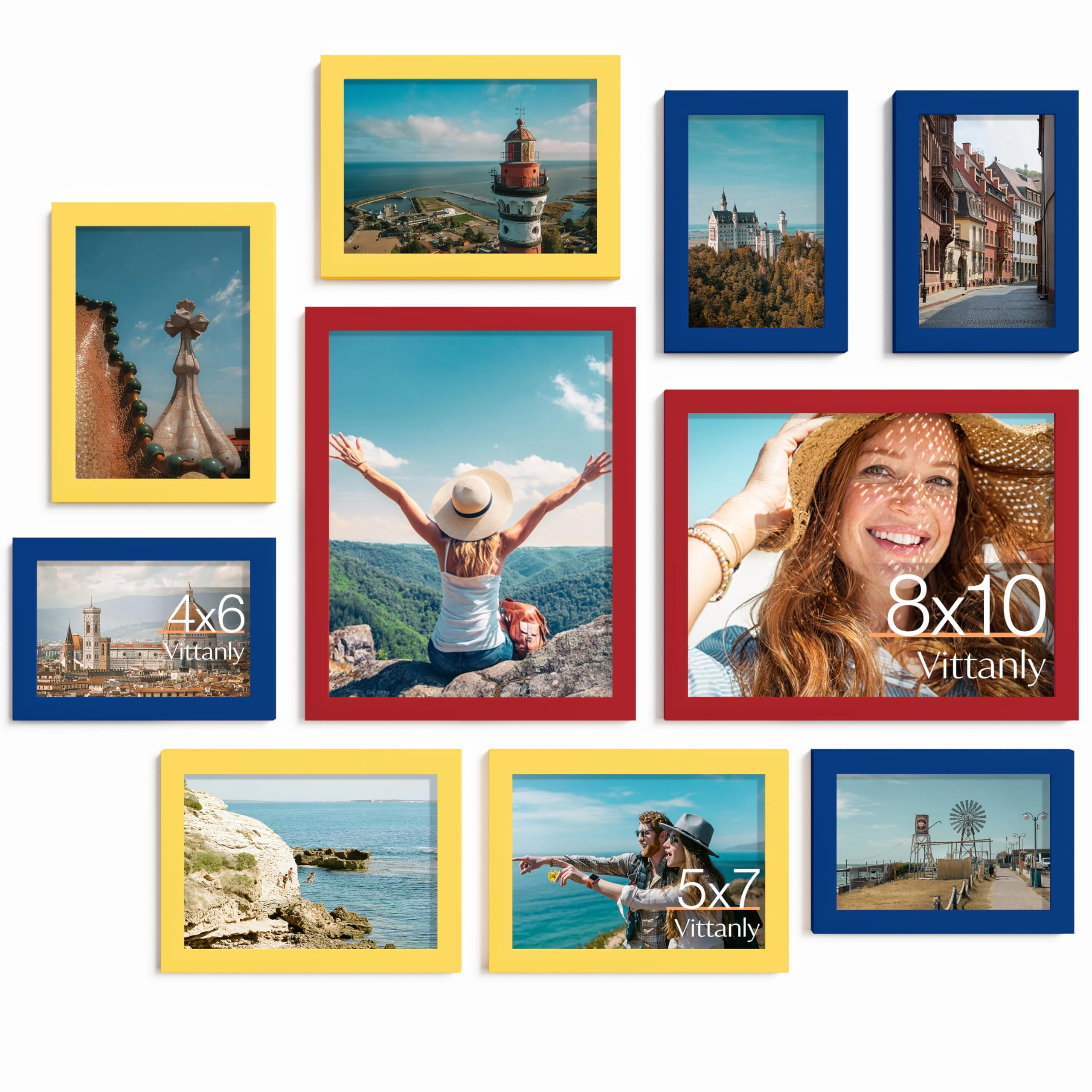 Picture Frames Set - 10 Pack Rustic Grey