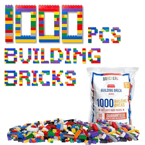 Barcaloo Building Bricks Play Set - 10 Classic Colors Bulk