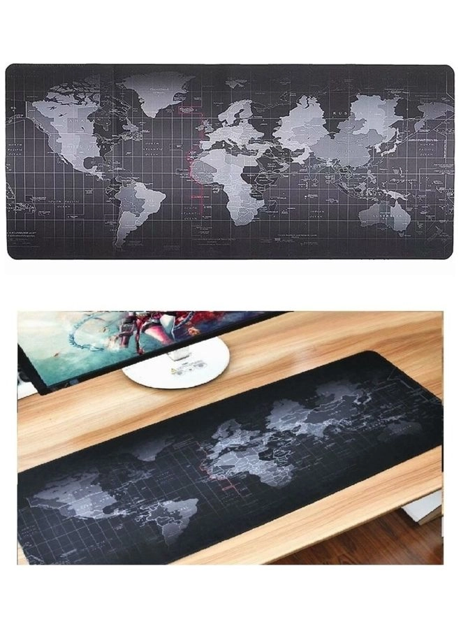 World Map Large Rubber Gaming Mouse Pad - 80x40 cm