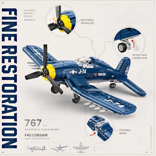 F4U Fighter Aircraft Model Kit (JJ9216) - 767 Pcs Blue