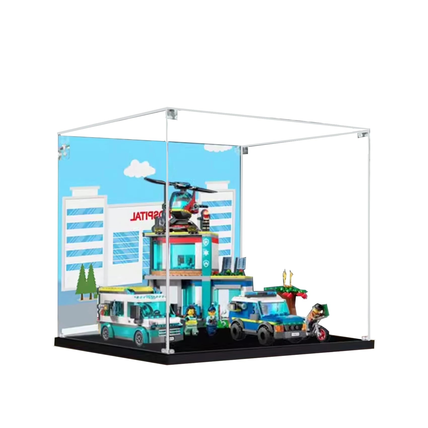HALFS Lego Display Case (60371 City Emergency Vehicles) - 11.8 x 9.8 x 11.8 inches Background B