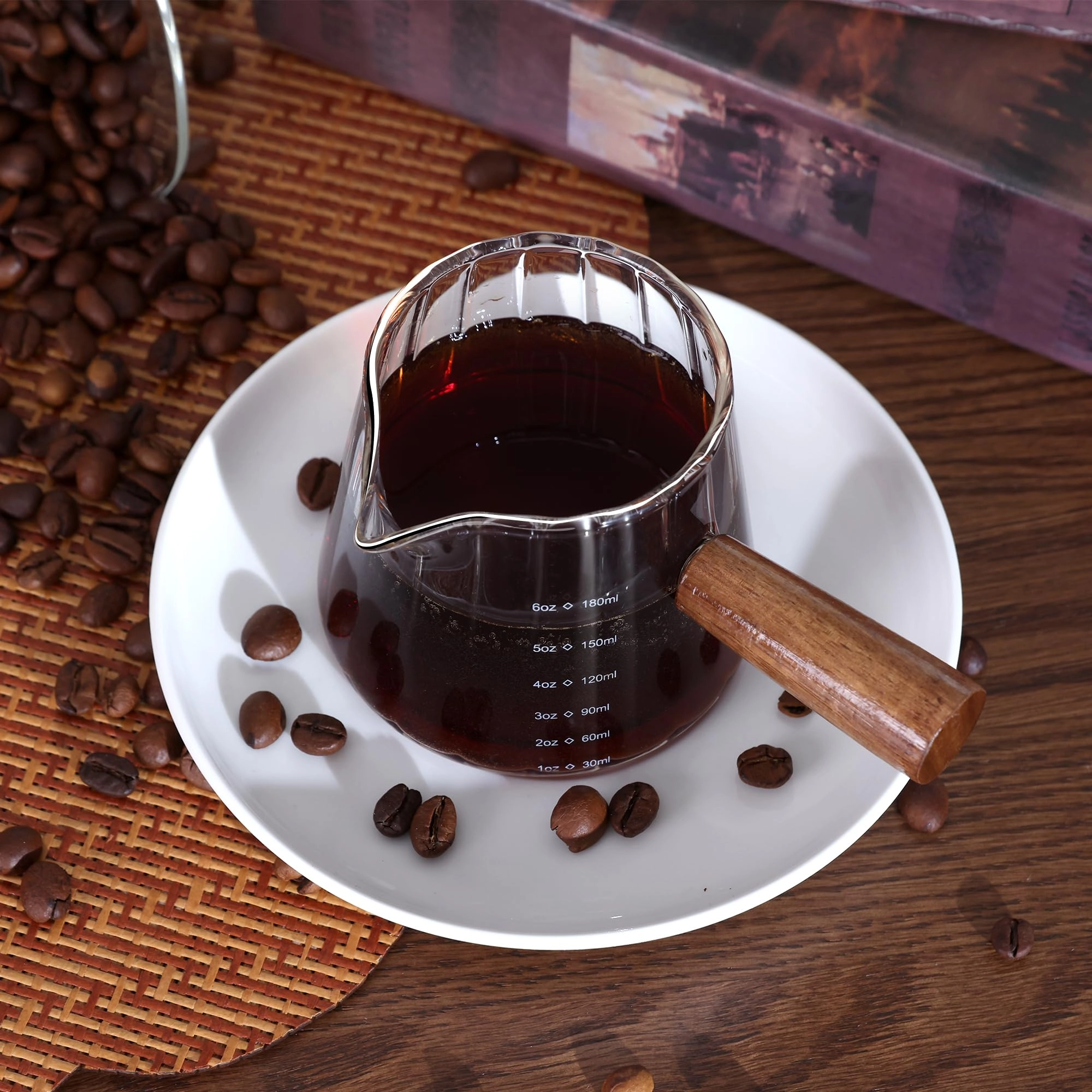 Espresso Measuring Cup - Wood Handle 180 ml