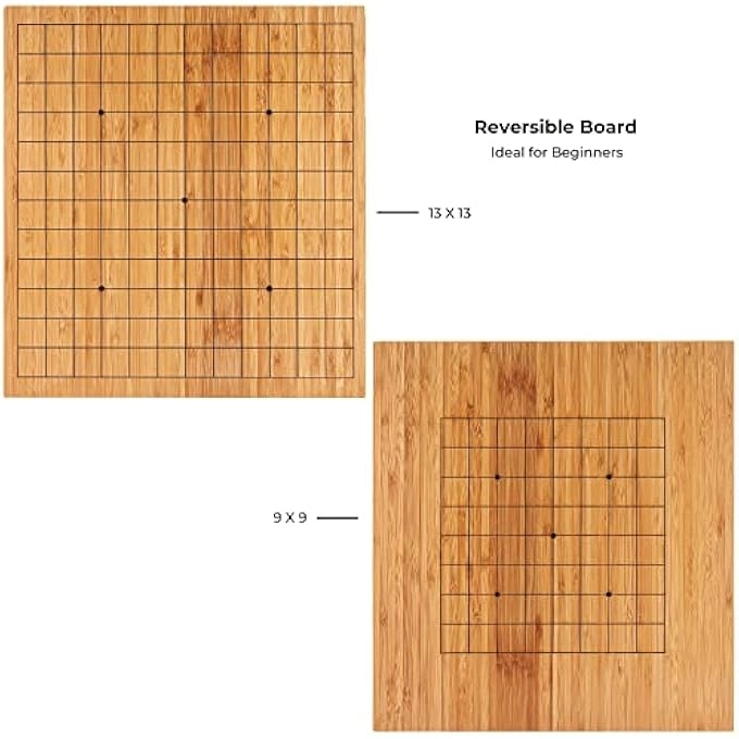 Go Set - Reversible Bamboo 13 x 13 / 9 x 9 Board Melamine Stones