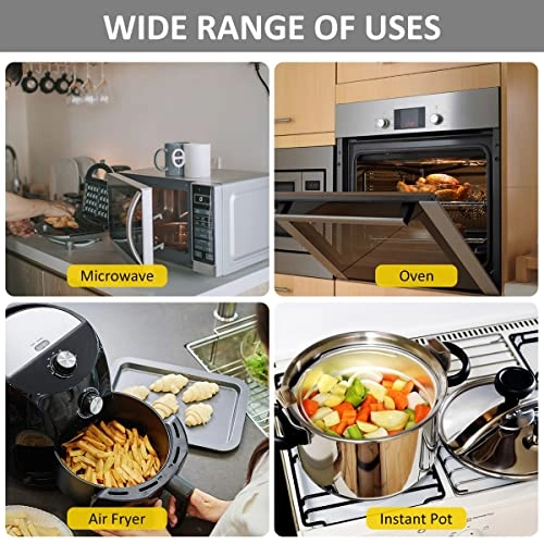Air Fryer Loaf Pan + Air Fryer Pizza Pan + Steamer Rack + Skewer Rack + Egg Bite + Silicone Mat + Oil Brush + Silicone Spatula + Food Tong - Food-safe Grade Silicone, 304 Stainless Steel 9 piece(s)
