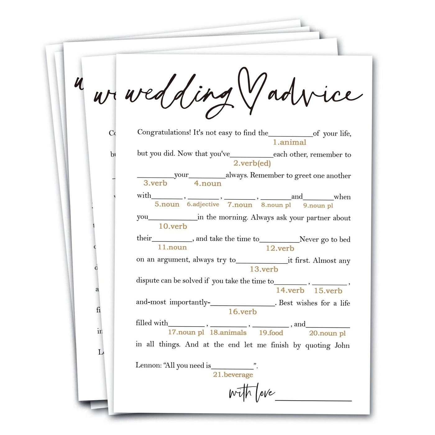 Bridal Shower Bingo - 25 pieces Unisex-Adults