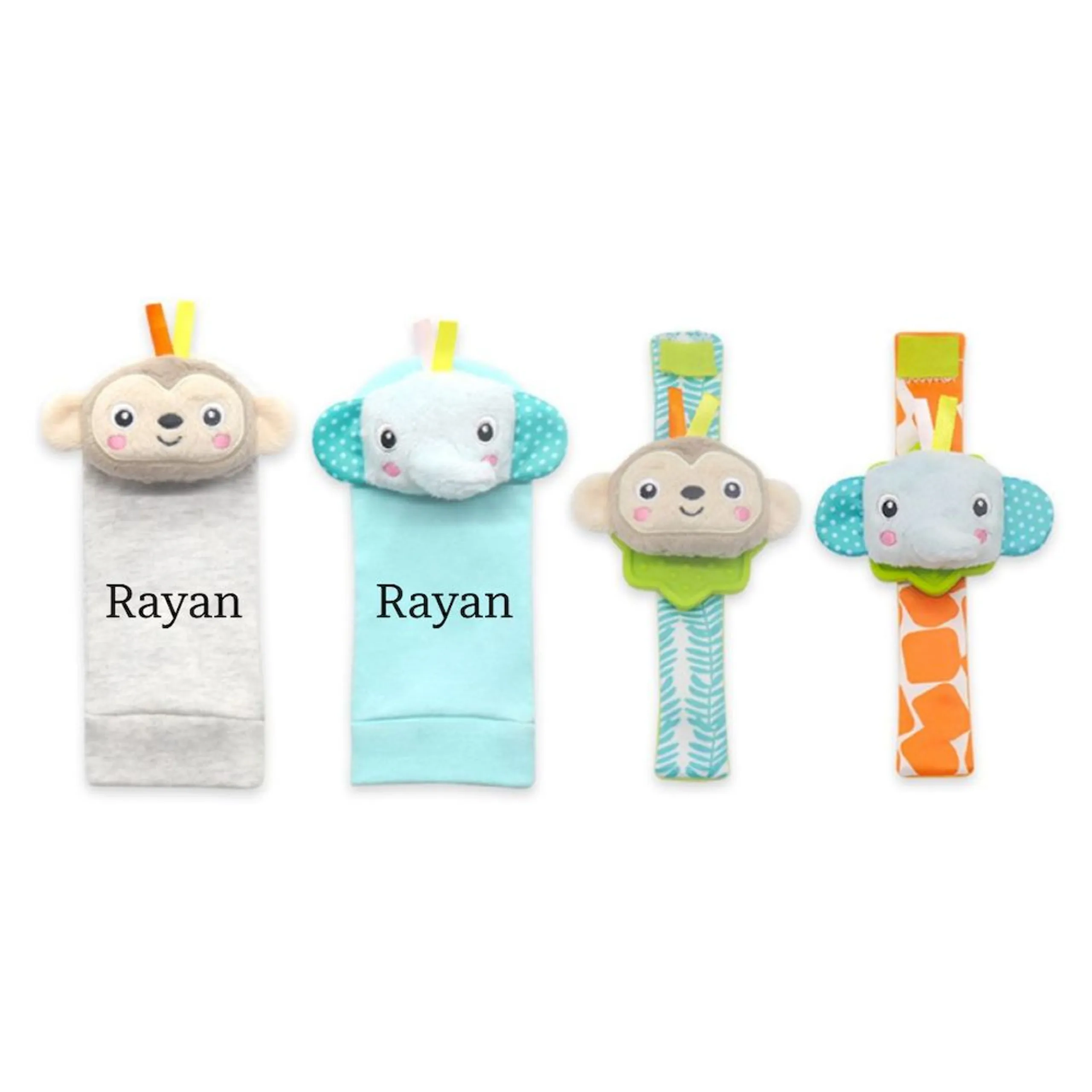 Personalized Wrist Rattle And Foot Finder - Suitable for 0 month & above Fox And Deer