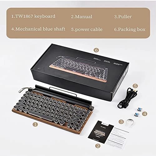 Retro Typewriter Keyboard - Compact 84 Keys Layout Wireless