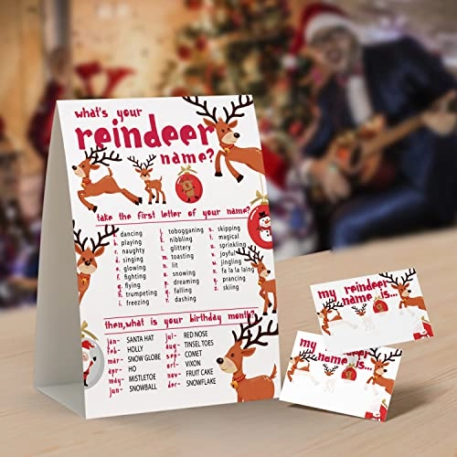 What's Your Reindeer Name - 50 name tag stickers