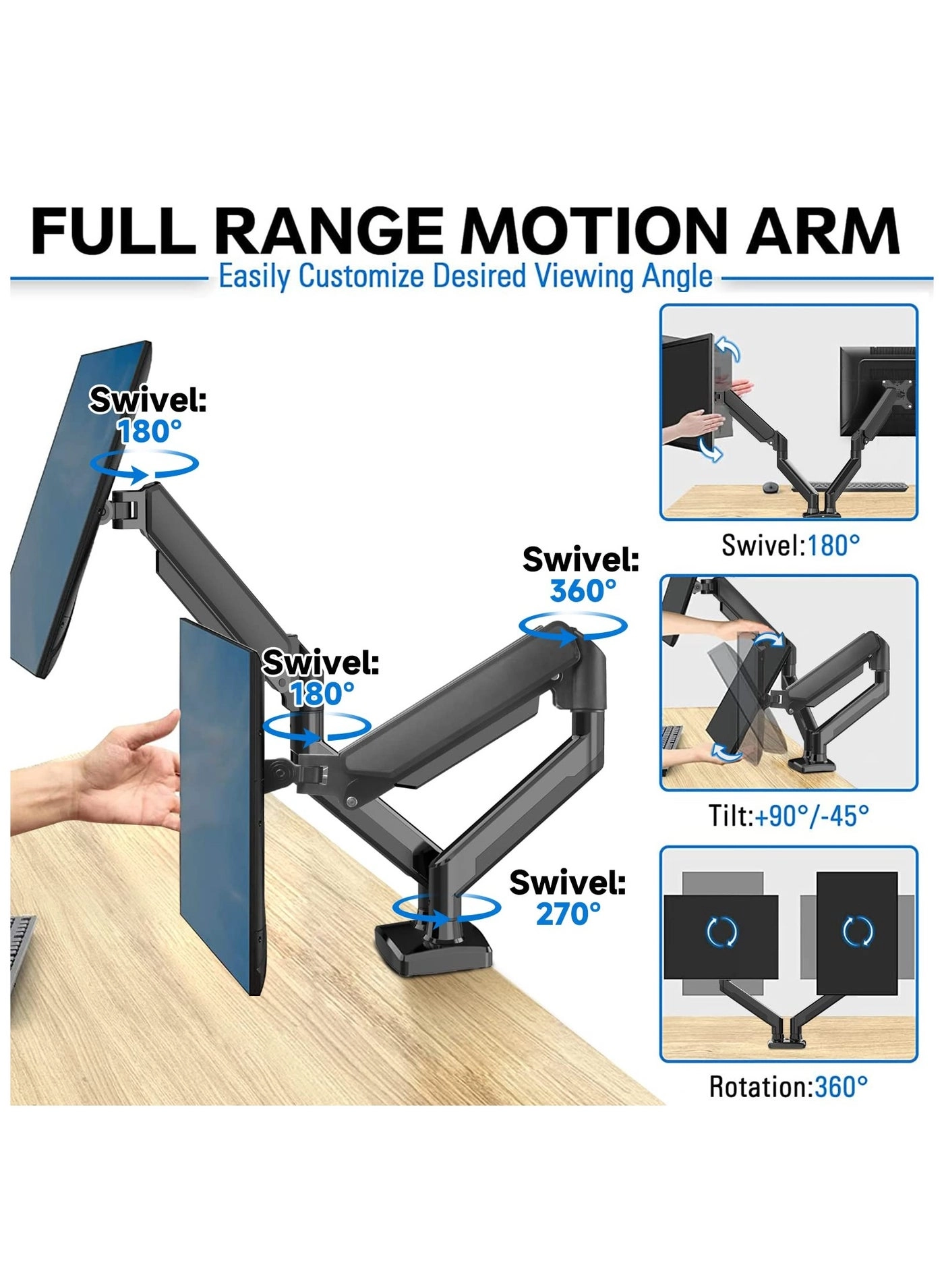 Dual Monitor Mount Stand - dual 13 to 32 Inch 75x75mm 100x100mm