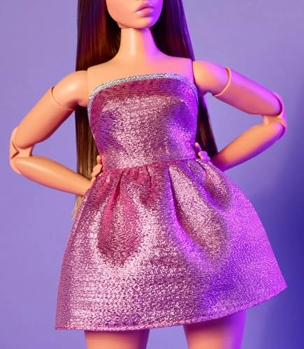 Barbie Looks - Brown Hair Shimmery Pink Strapless Dress Ages 6+