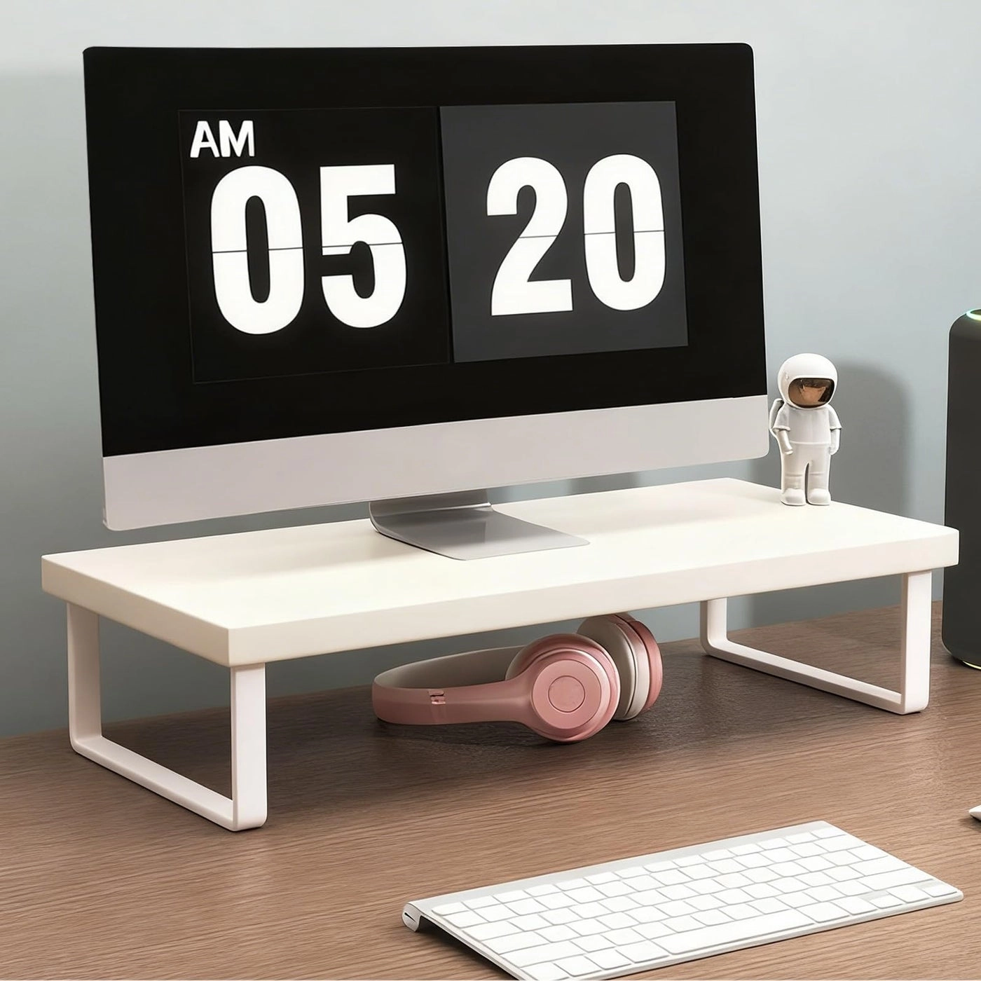 Stable Wood Computer Monitor Stand - Anti-Slip Desk Organizer