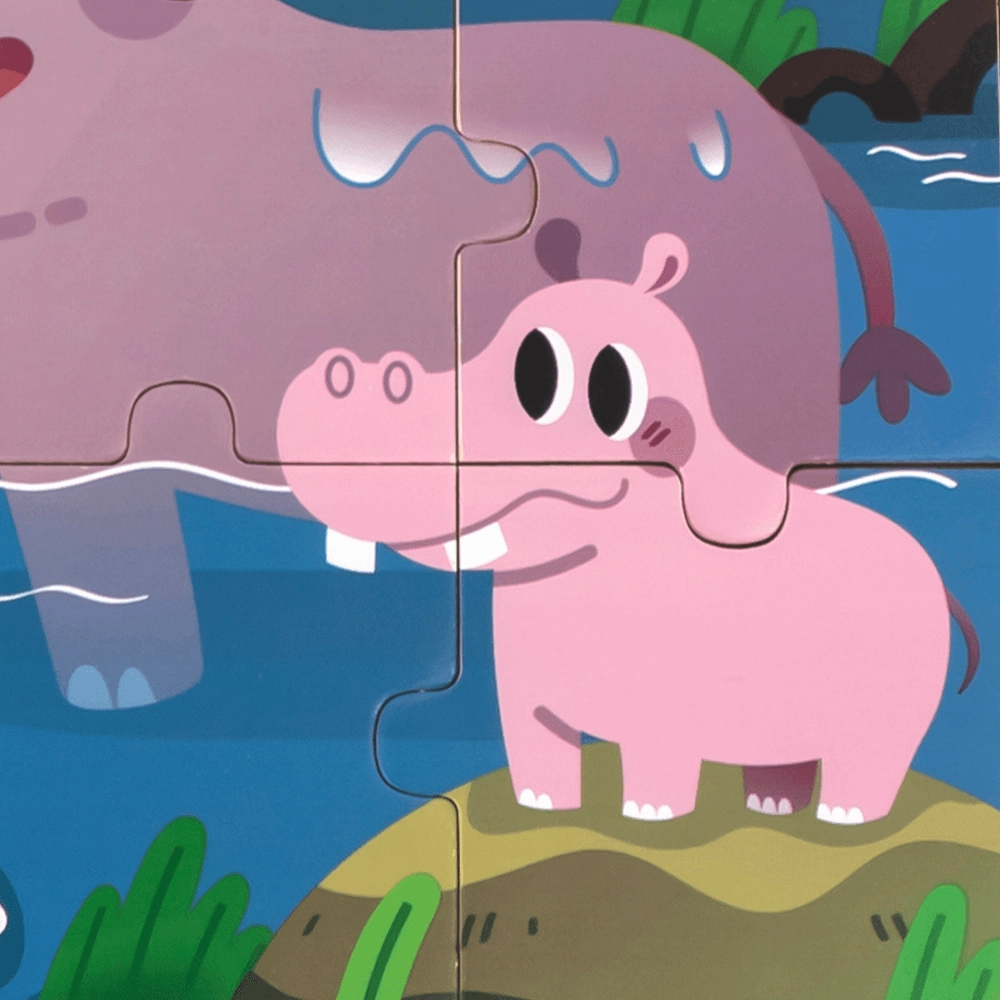 Hippo Wooden Puzzle (29464294-44628) - 9 pcs
